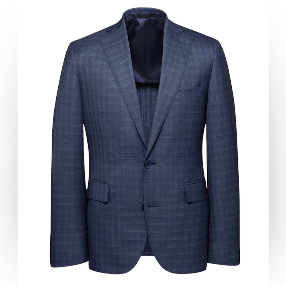 J Hilburn Mid Blue Revenge Shadow Check Sport Coat Suit Jacket 41R